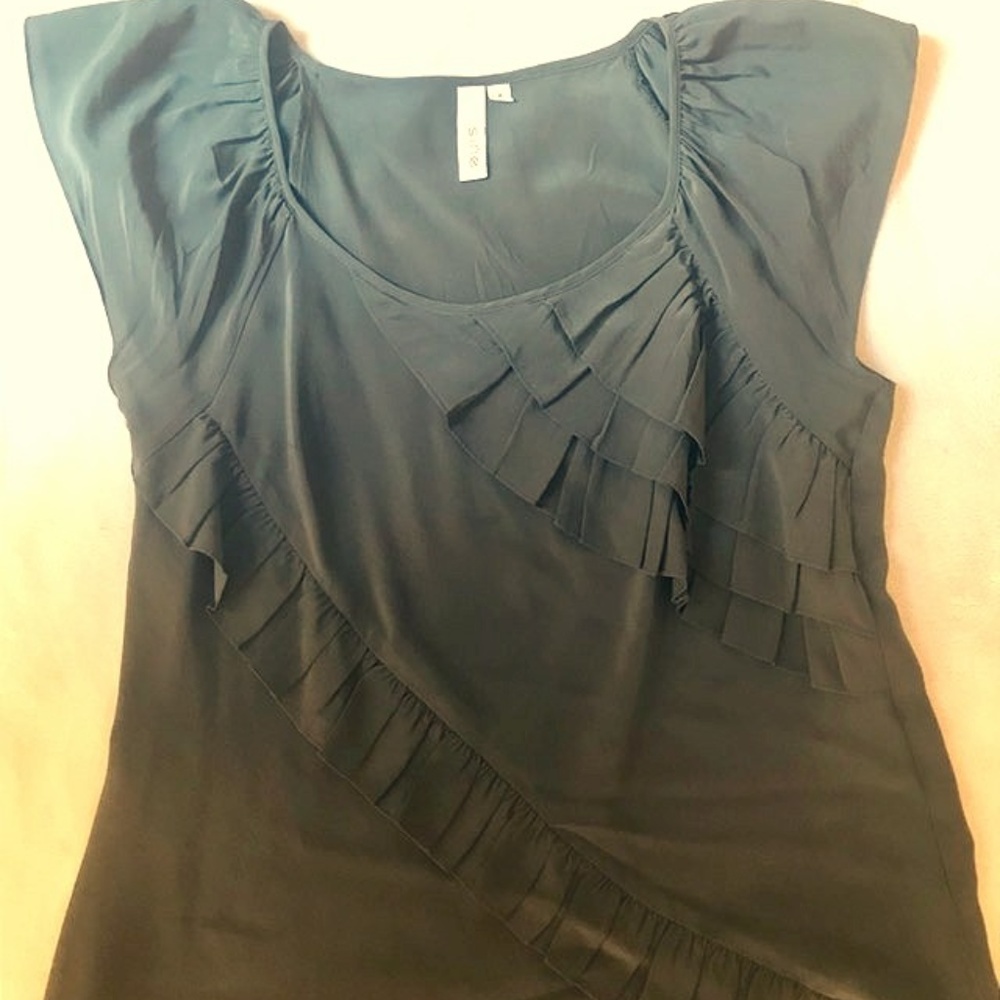 Anthropologie Sine Silk Ruffled Top